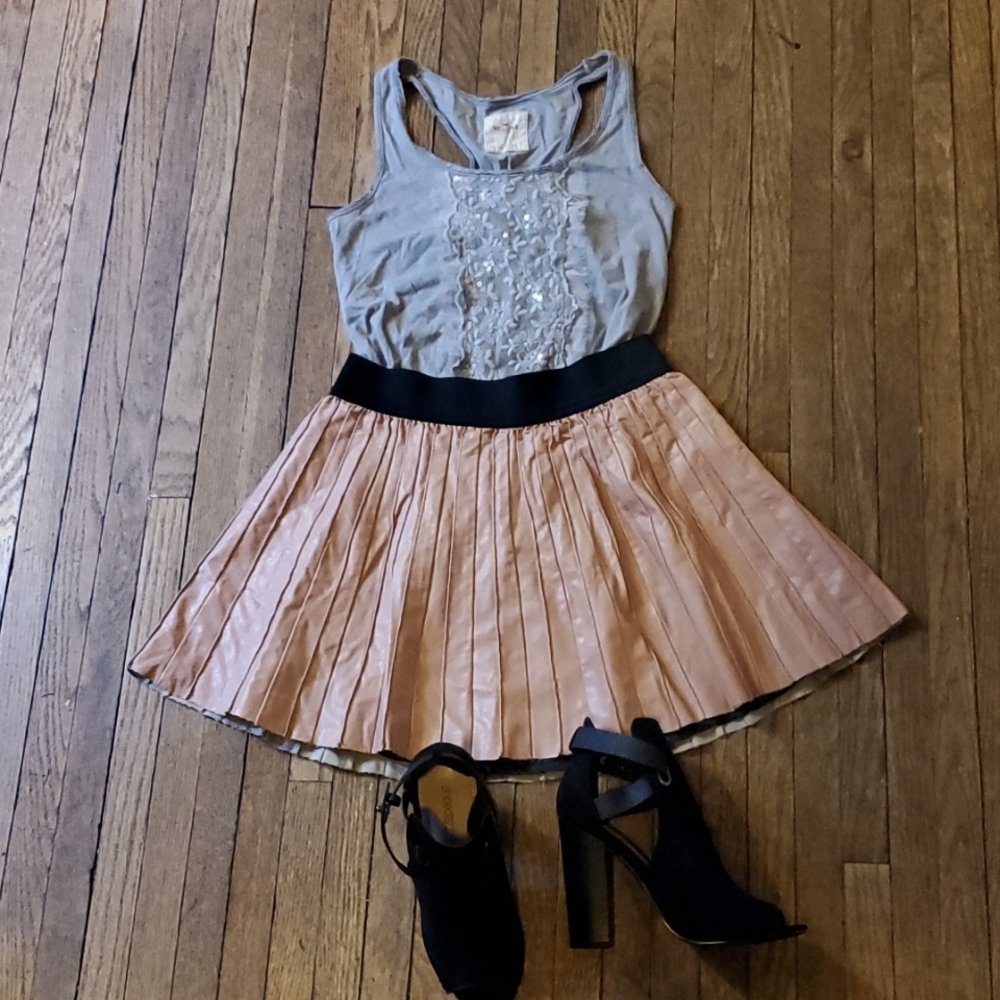 Faux leather skater skirt